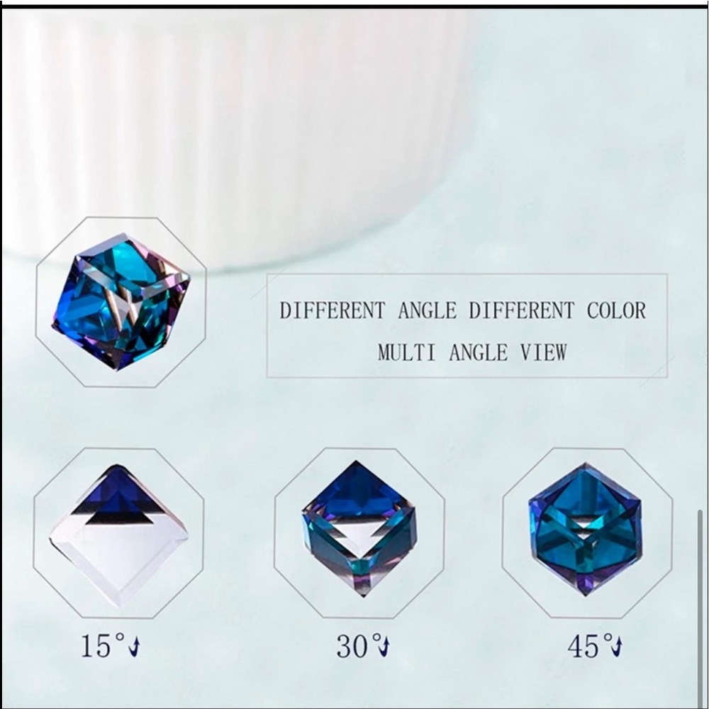 New Platinum Plated S925 Swarovski Crystal 
Aurora Borealis Cube Dangle Earrings - Picture 8 of 16